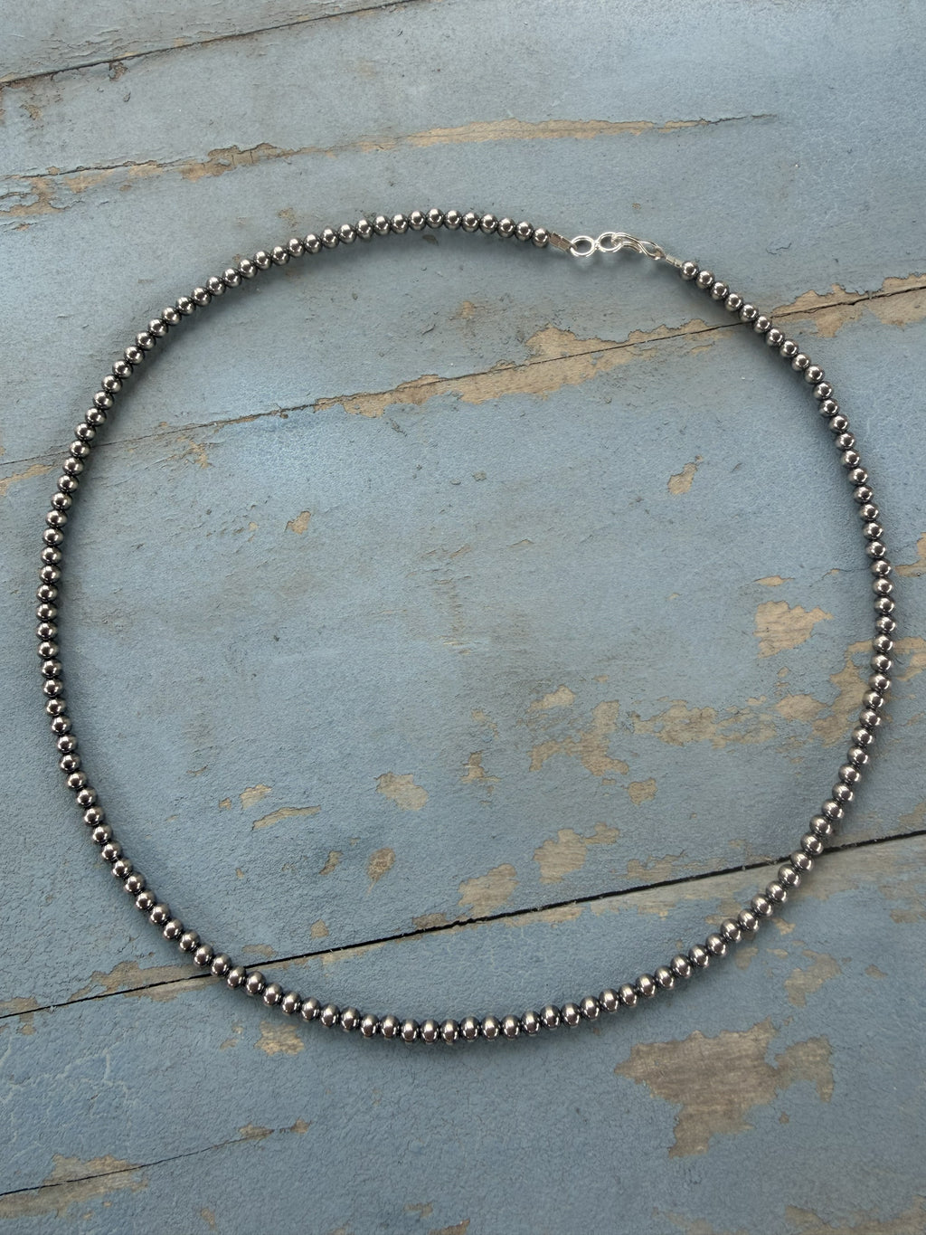 *Native American Hand Strung* Navajo Harold Tahe 4mm Desert Pearl Necklace
