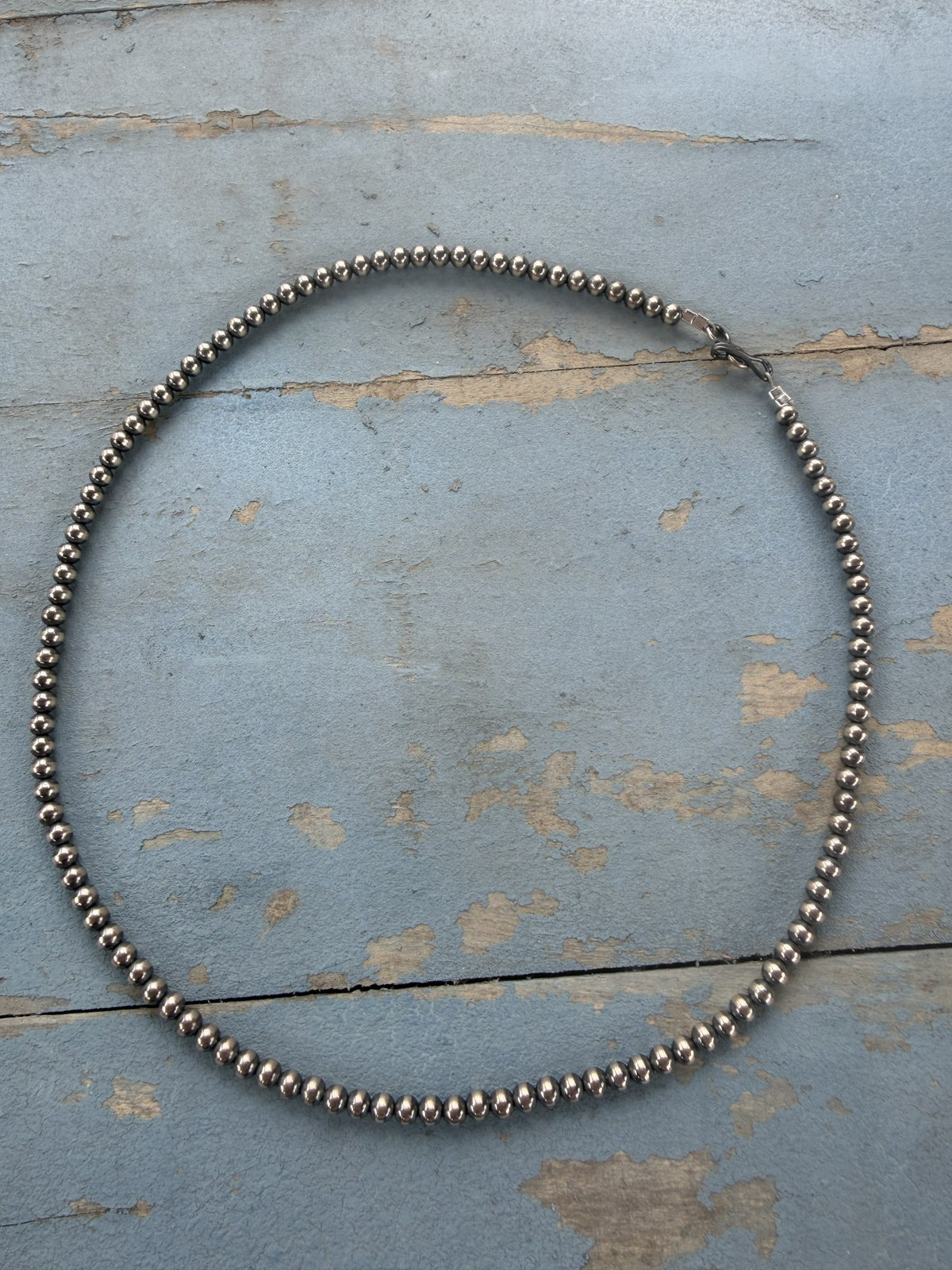 *Native American Hand Strung*  Navajo Harold Tahe 4mm Desert Pearl Necklace