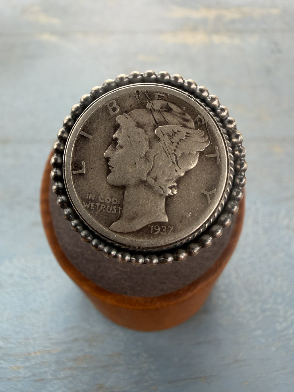 *Native American Made* Navajo Scott Skeets Liberty Dime Adjustable Ring