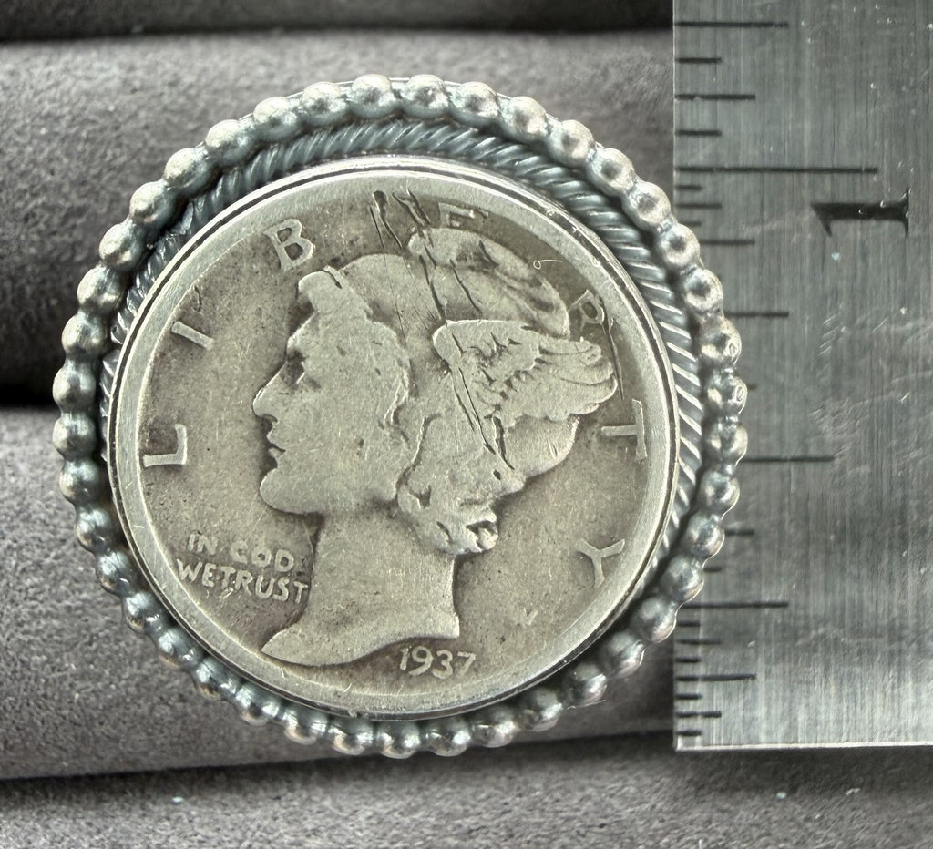 *Native American Made* Navajo Scott Skeets Liberty Dime Adjustable Ring