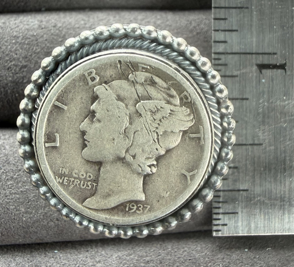 *Native American Made* Navajo Scott Skeets Liberty Dime Adjustable Ring