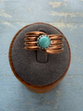 *Native American Made*  Navajo Yolanda Skeets Copper Spiral Ring with Turquoise