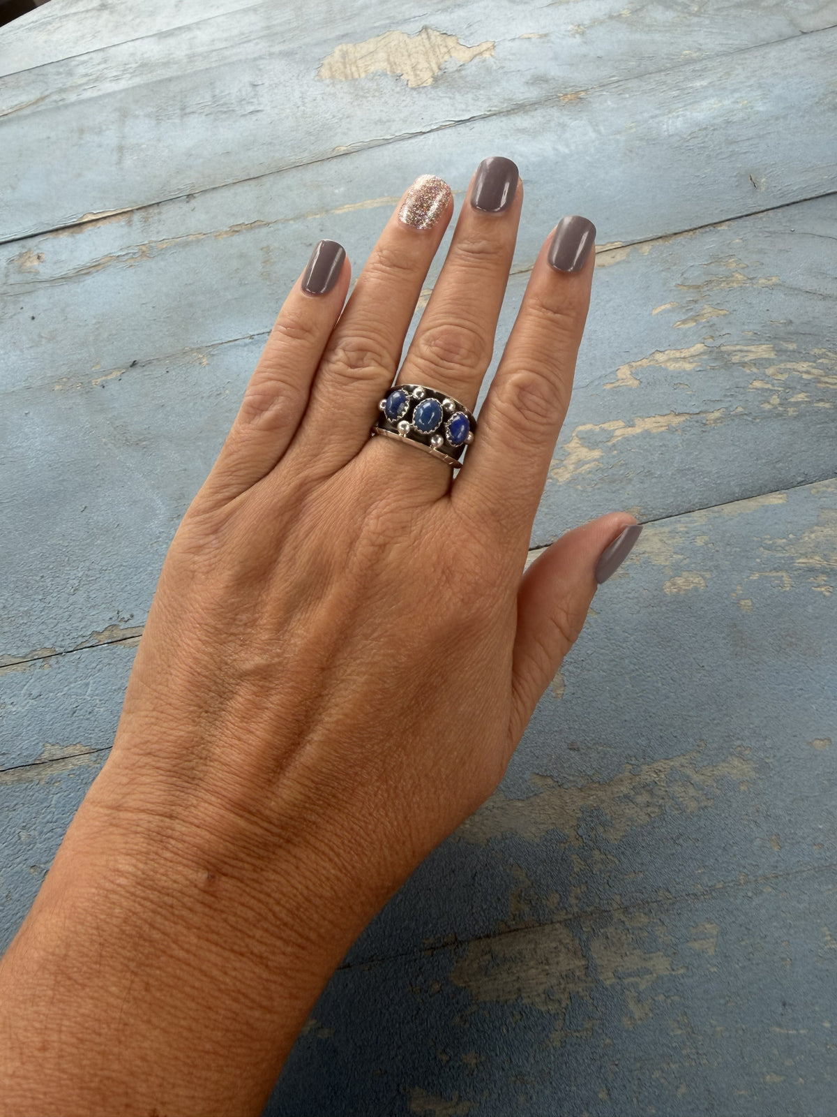 *Native American Made* Navajo Reed Charley Lapis Ring