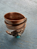 *Native American Made*  Navajo Aaron Davis Feather with Turquoise Adjustable Ring