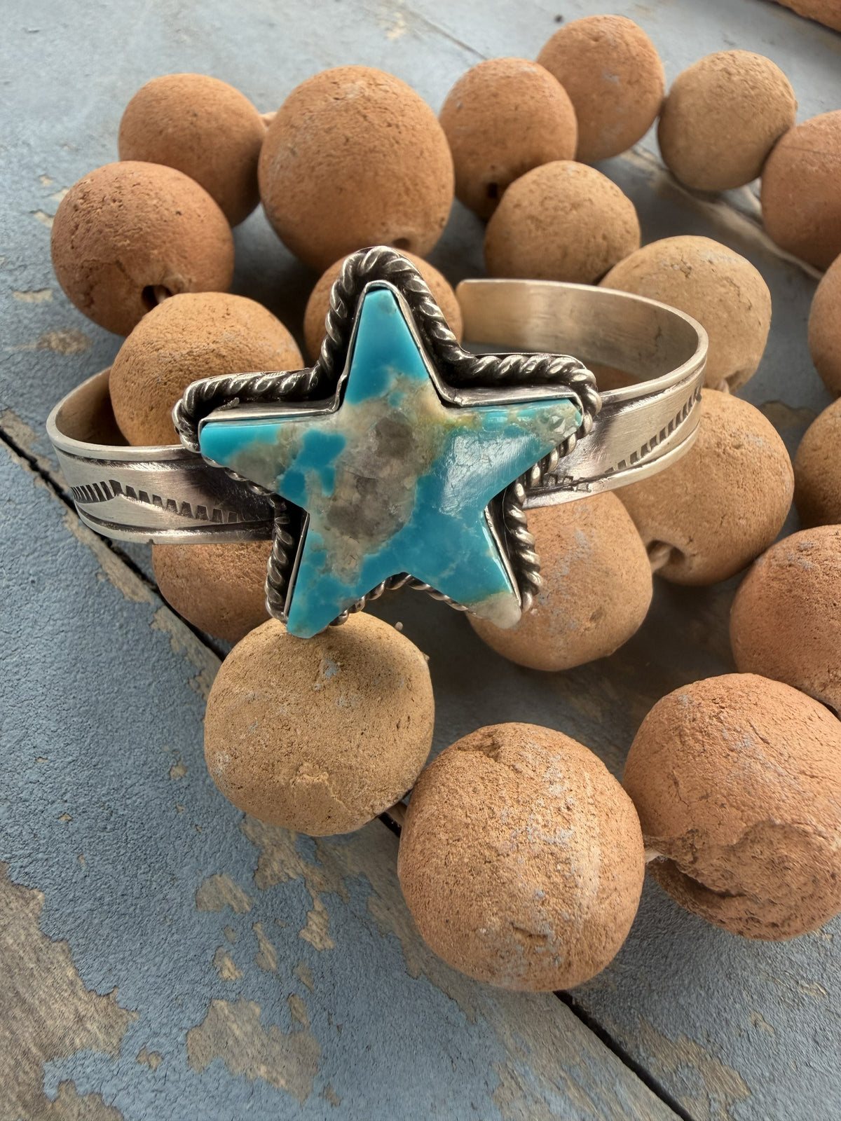 *Native American Made*  Navajo Rick Enriquez Kingman Star Cuff