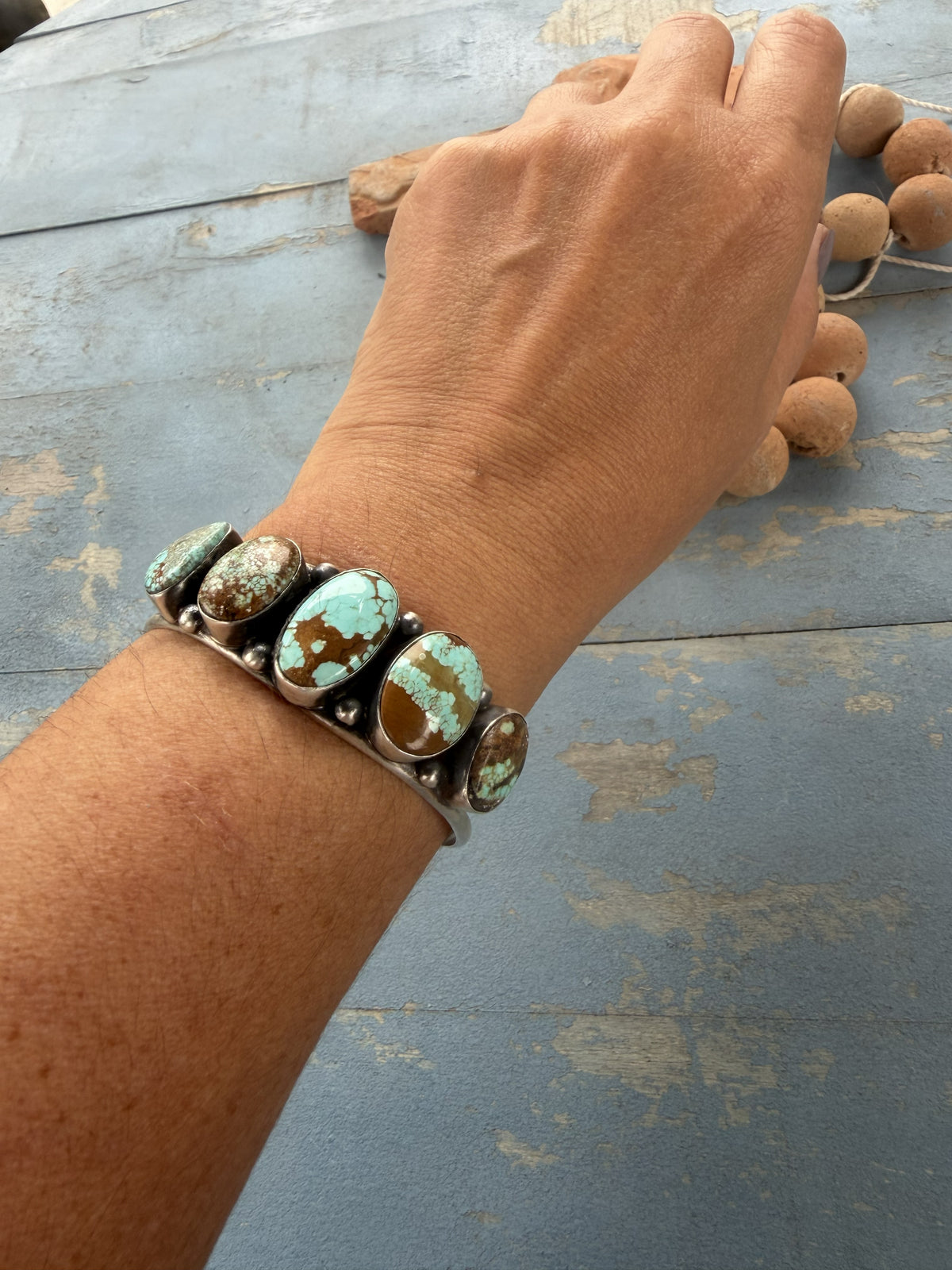 *Native American Made* Navajo Agustin Largo 5 Stone Mine #8 Cuff