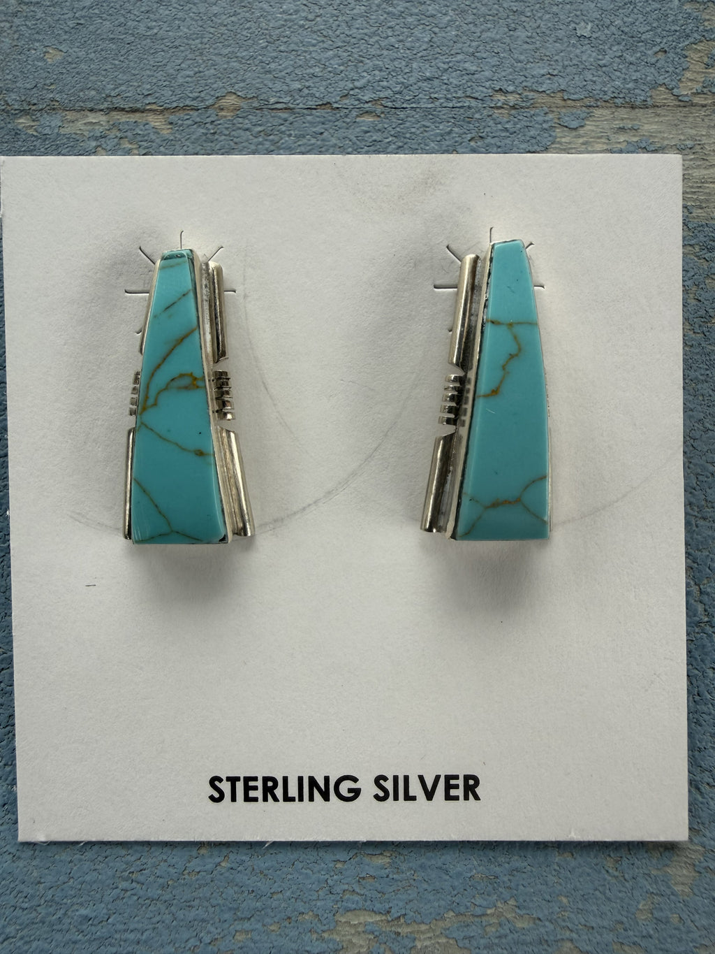 *Native American Made*  Navajo Steve Francisco Kingman Triangle Post Earrings
