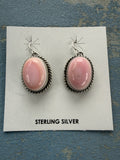 *Native American Made*  Navajo Trish Largo Pink Conch Oval Dangle Earrings
