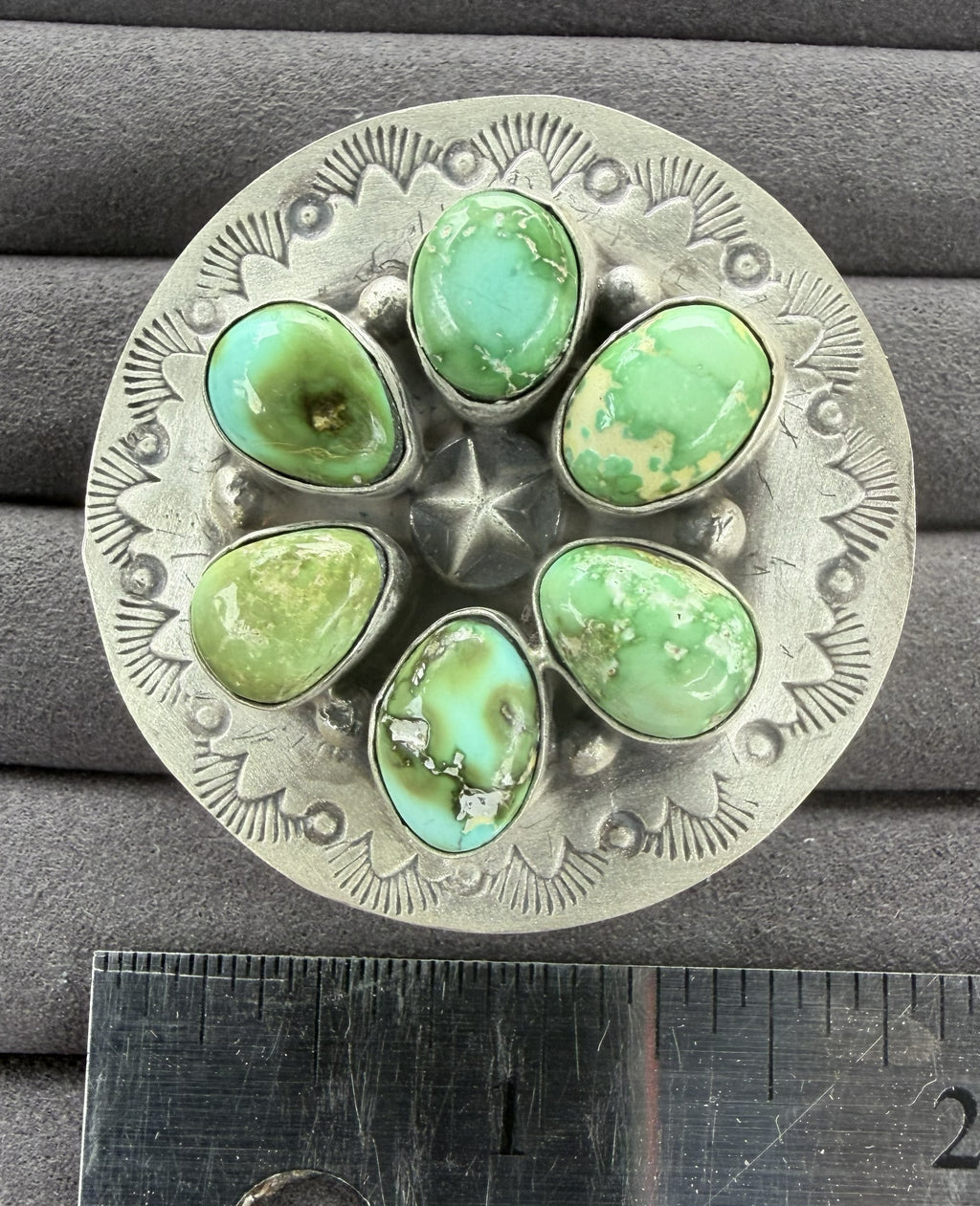 *Native American Made* Navajo Kree Johnson Sonoran Circle Cluster Adjustable Ring