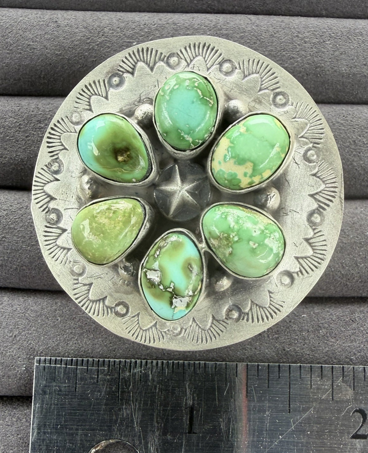 *Native American Made* Navajo Kree Johnson Sonoran Circle Cluster Adjustable Ring