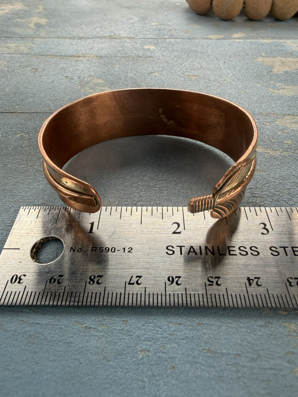 *Native American Made*  Navajo Aaron Davis Feather Copper Bracelet