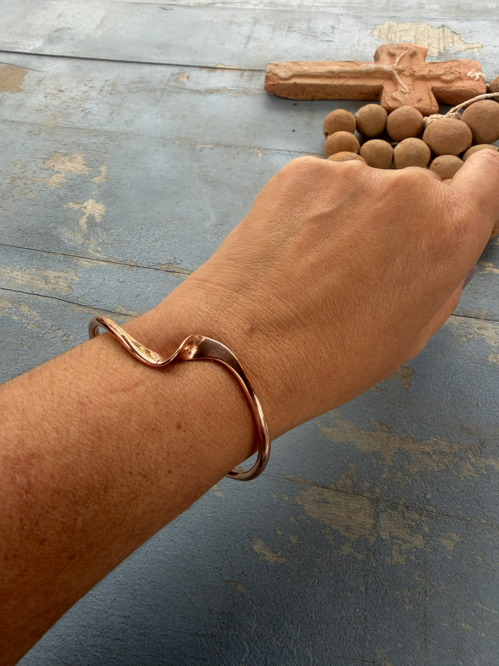 *Native American Made*  Navajo Yolanda Skeets Twisted Copper Cuff