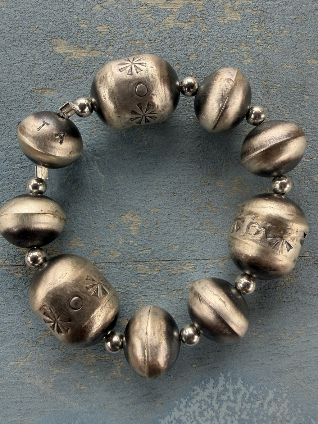 *Native American Made*  Navajo Treva Jim Big Silver Barrel Bracelet
