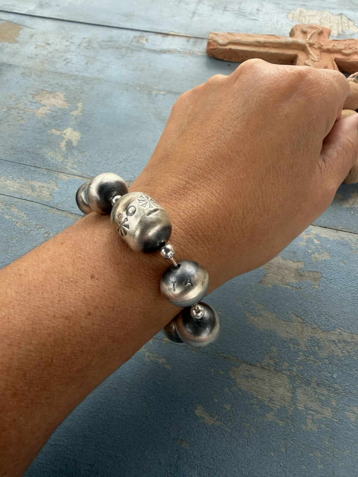 *Native American Made*  Navajo Treva Jim Big Silver Barrel Bracelet