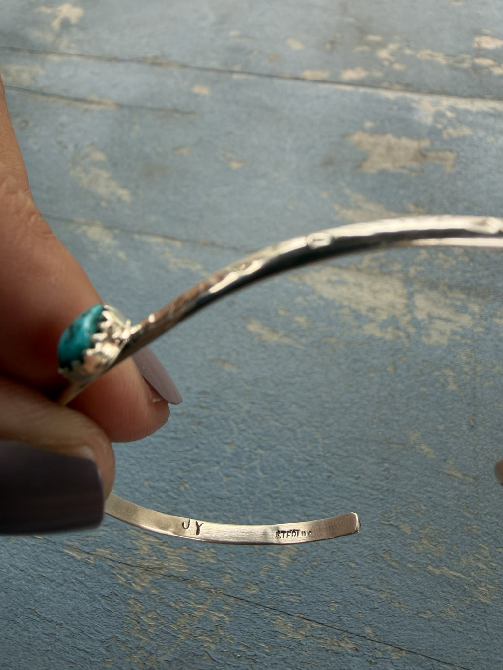 *Native American Made*  Navajo Kree Blanchard Dainty Turquoise Cuff
