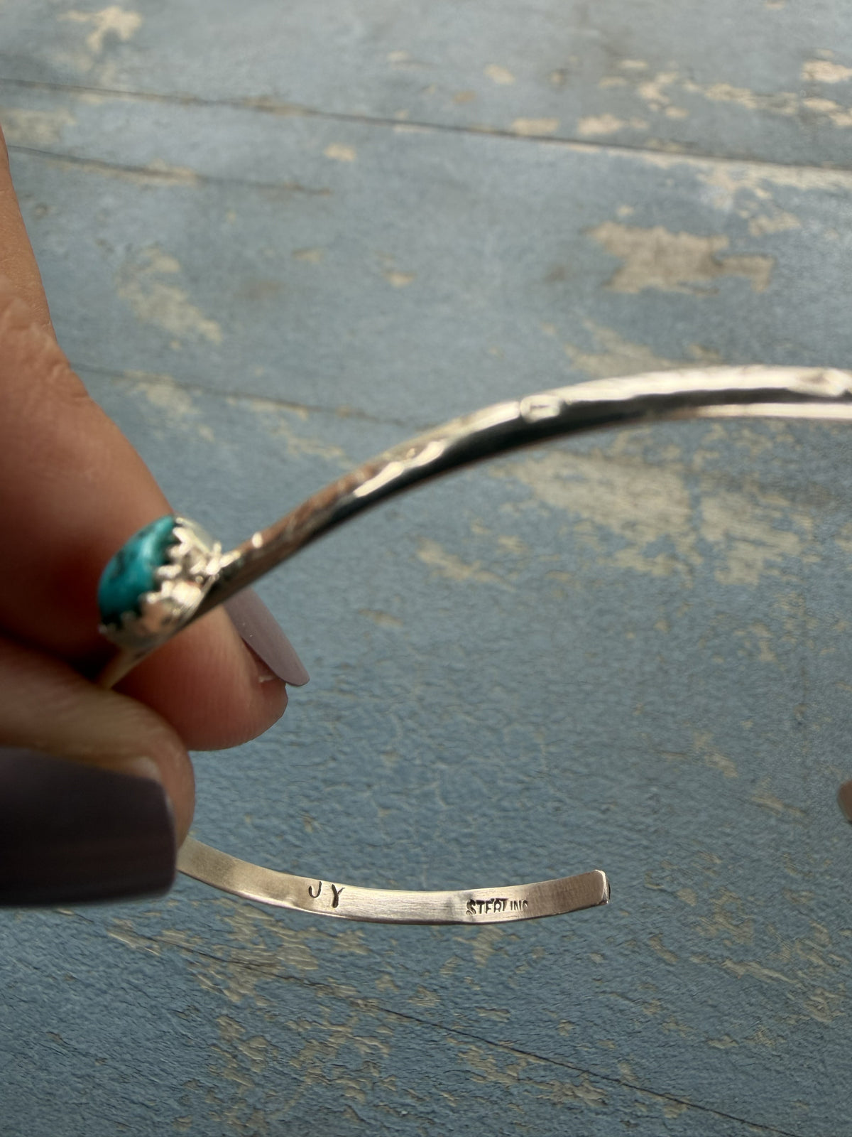 *Native American Made*  Navajo Kree Blanchard Dainty Turquoise Cuff