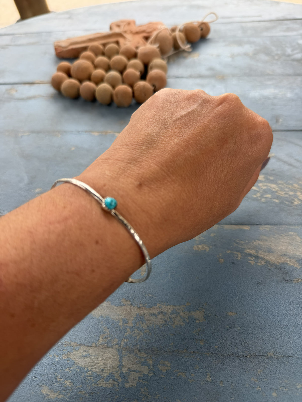 *Native American Made*  Navajo Kree Blanchard Dainty Turquoise Cuff