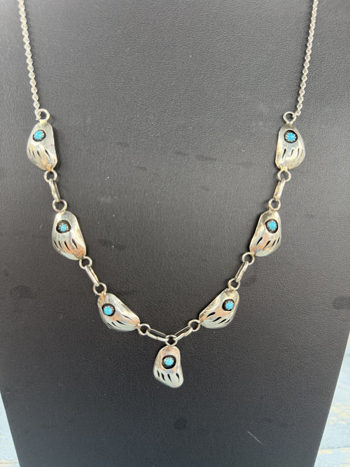 *Native American Made*  Navajo David L. Morgan Bear Paw Necklace