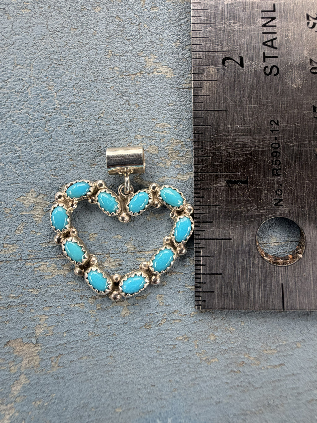 *Native American Made*  Navajo Martin Perry Kingman Heart Pendant