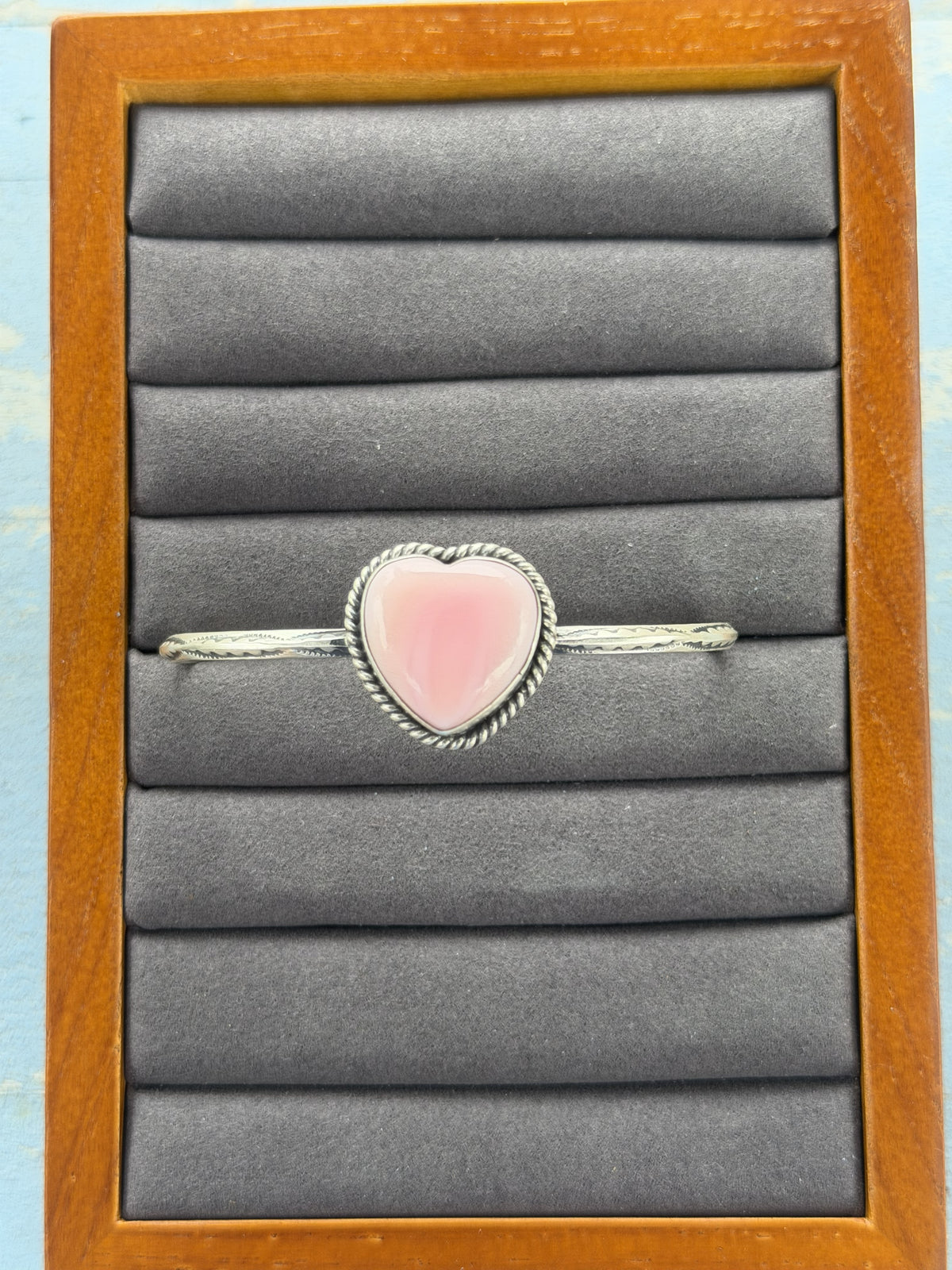 *Native American Made* Navajo Donovan Skeets Pink Conch Heart Cuff