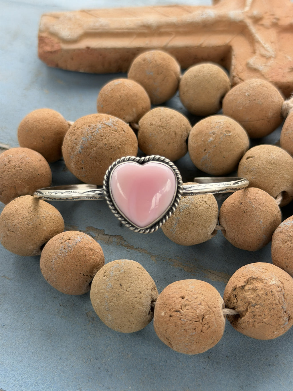 *Native American Made* Navajo Donovan Skeets Pink Conch Heart Cuff