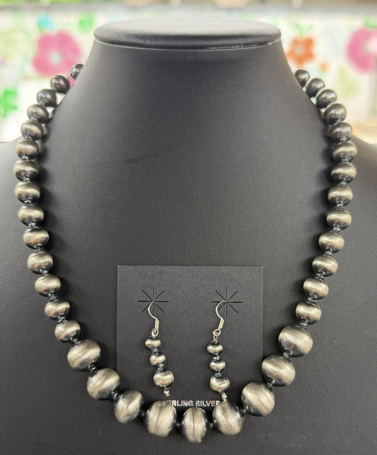 *Native American Made*  Navajo Treva Jim 18" Navajo Pearl Necklace and Earrings
