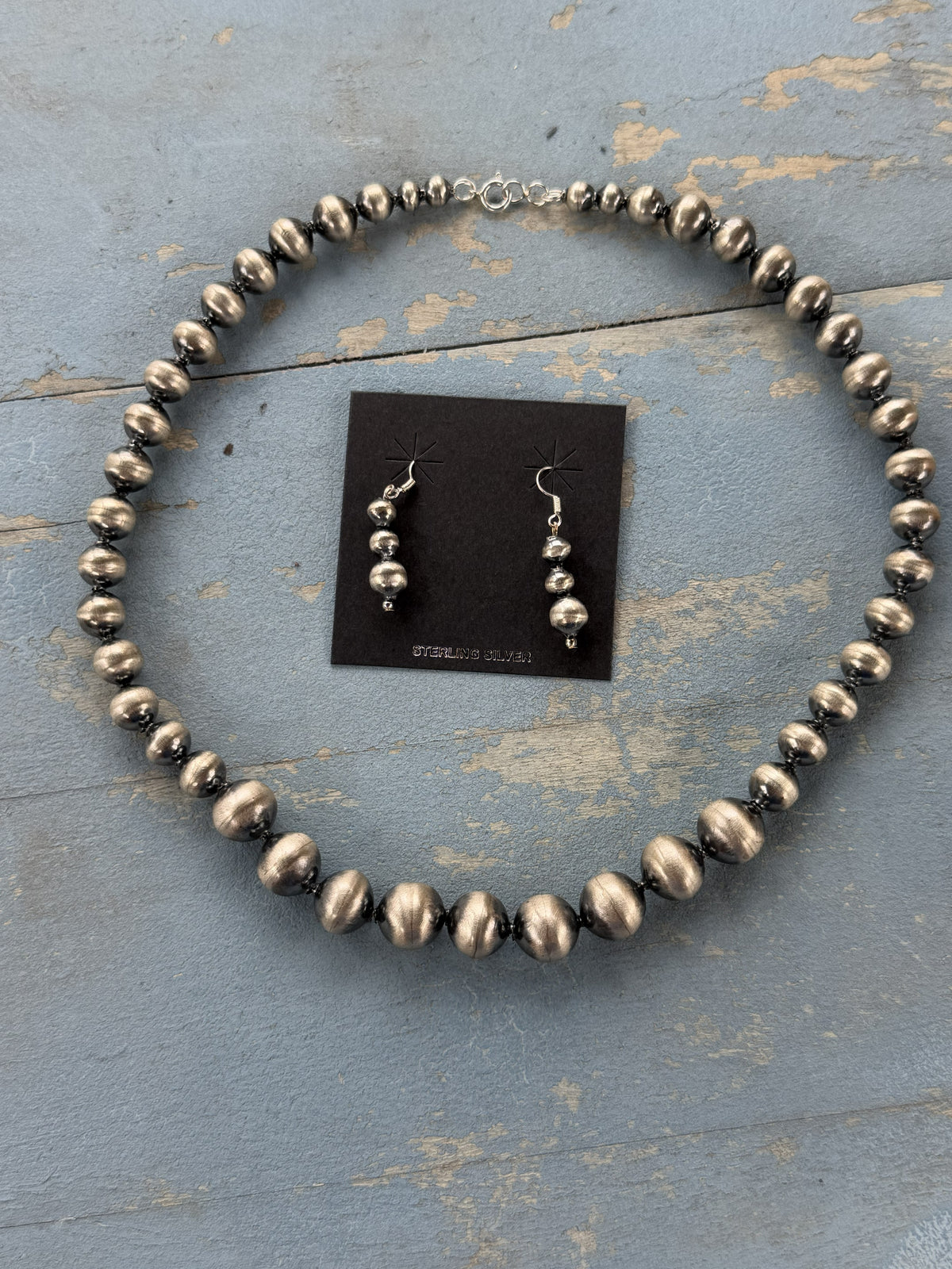 *Native American Made*  Navajo Treva Jim 18" Navajo Pearl Necklace and Earrings