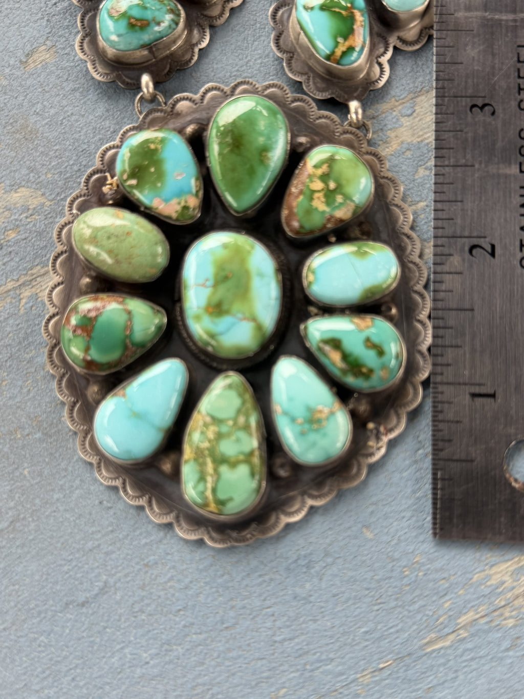 *Native American Made*  Navajo Scott Skeets Statement Sonoran Cluster Necklace with Earrings