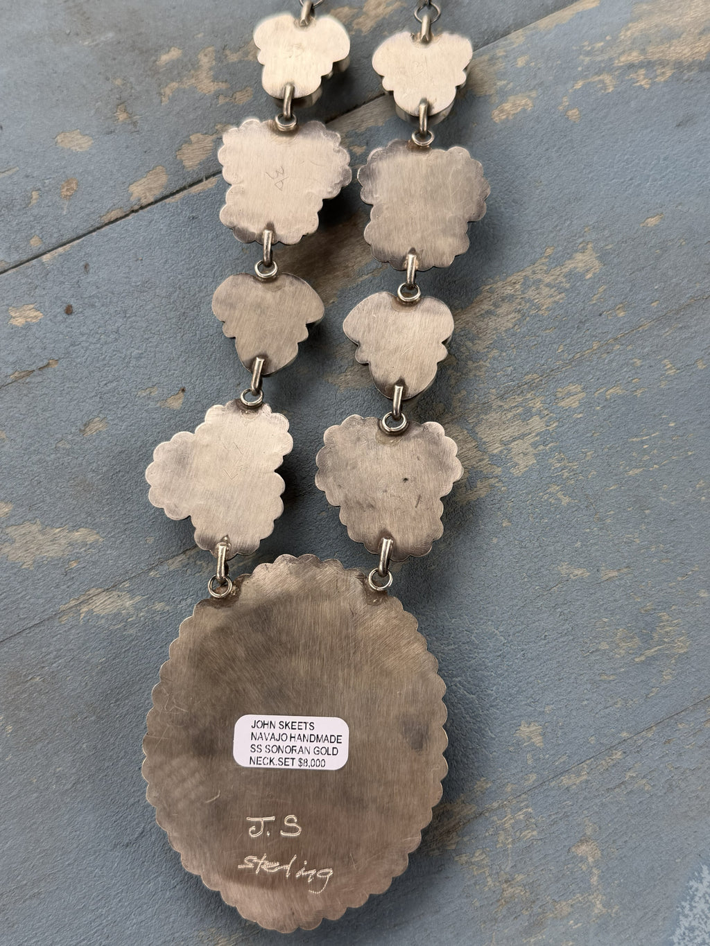 *Native American Made*  Navajo Scott Skeets Statement Sonoran Cluster Necklace with Earrings