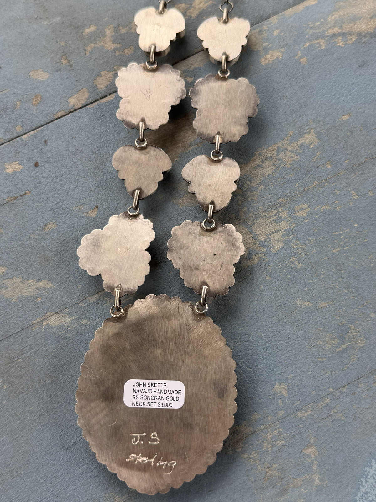 *Native American Made*  Navajo Scott Skeets Statement Sonoran Cluster Necklace with Earrings